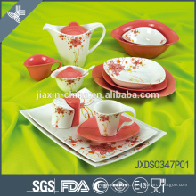 Nova forma Oval Fina Porcelana Jantar Set com decalque para 6 pessoas